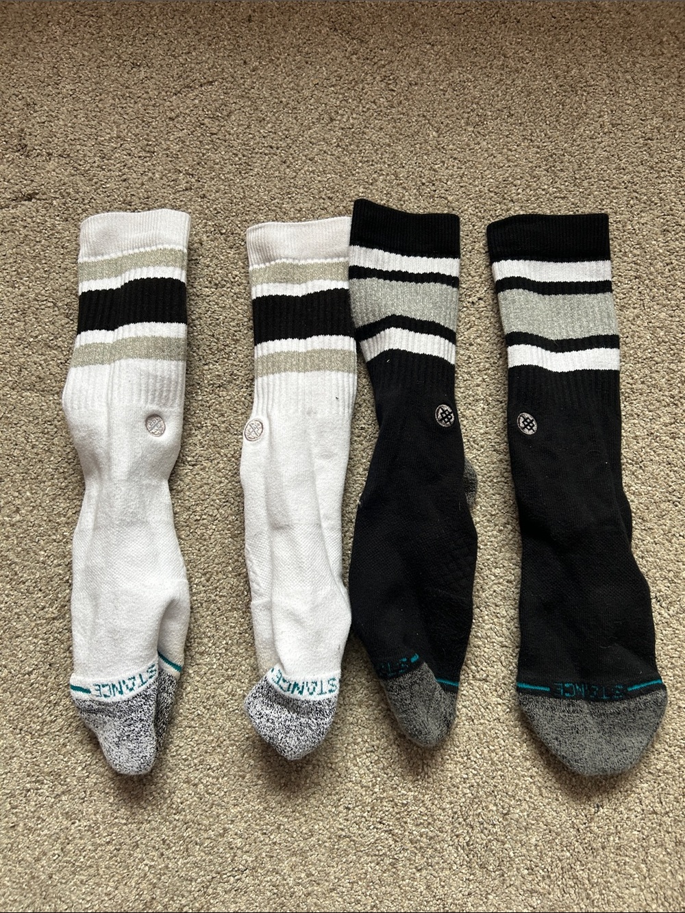 Men’s Stance Icon Athletic Crew Socks (4-pack) - Black/White/Gray - Size L